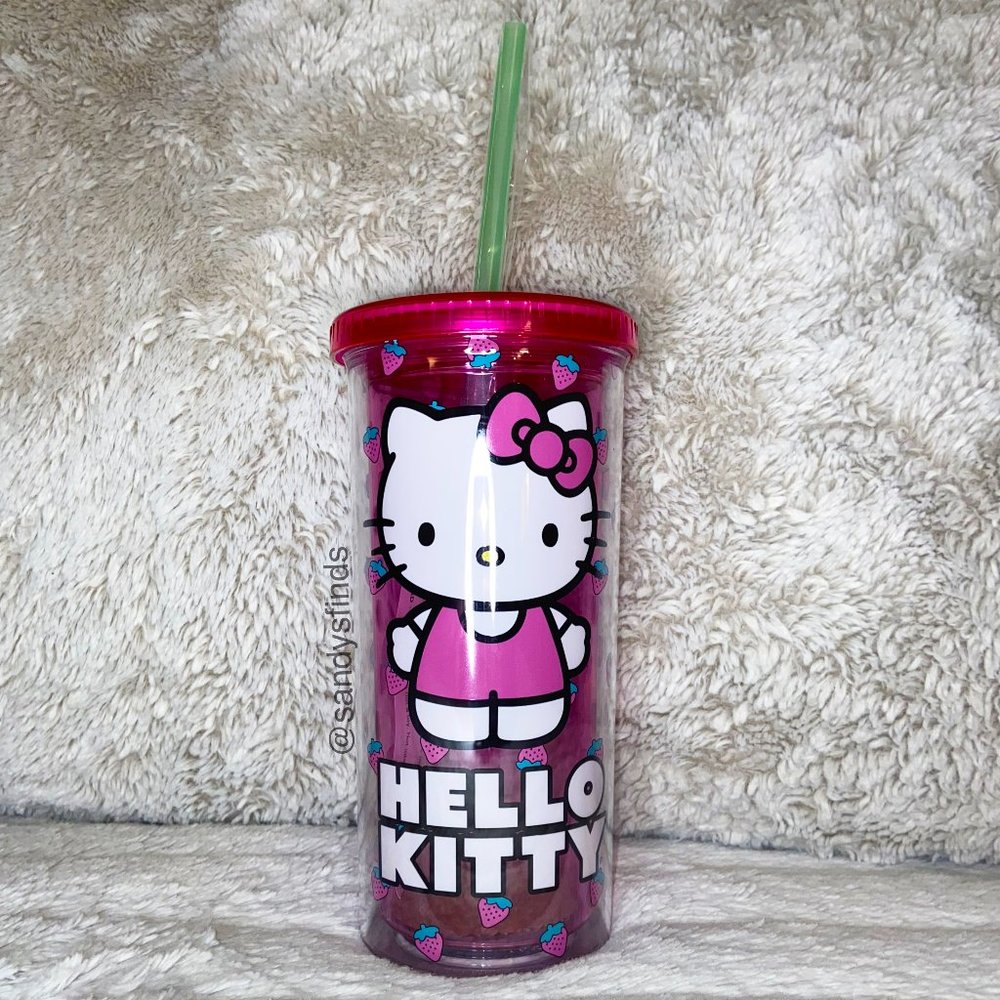 NEW! Hello Kitty & Strawberries Magenta Pink Tumbler - 20oz.